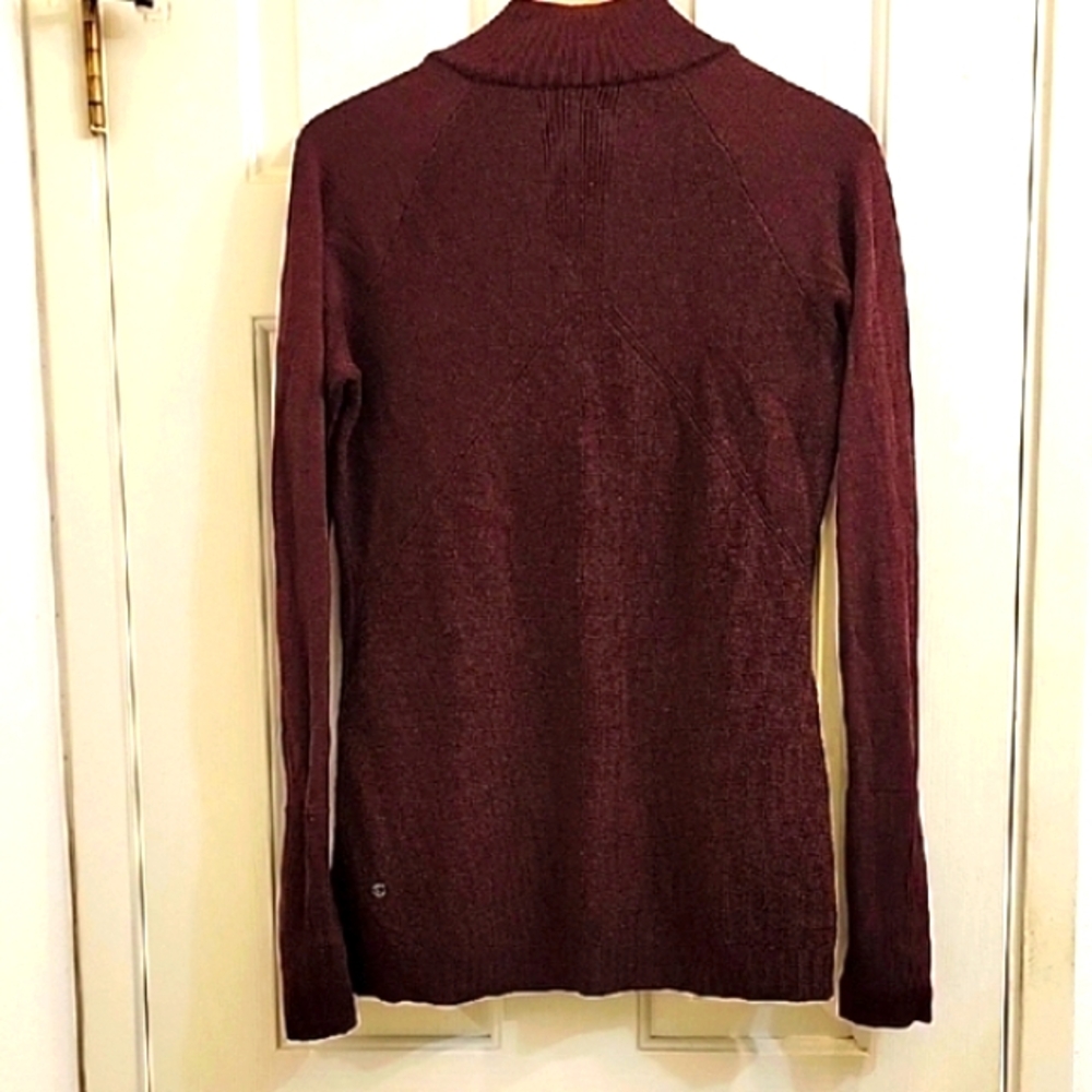 Lululemon Athletica 100% Merino Wool Burgandy Cardigan Thumb Hole Zip Up Sweater